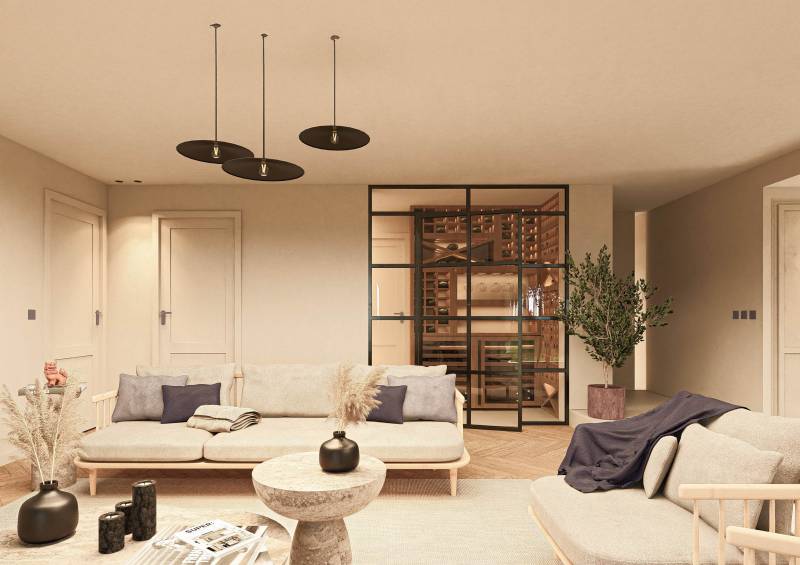 Perspective de la salle de jeux d'un projet de rénovation lourde de villa à La-Colle-Sur-Loup