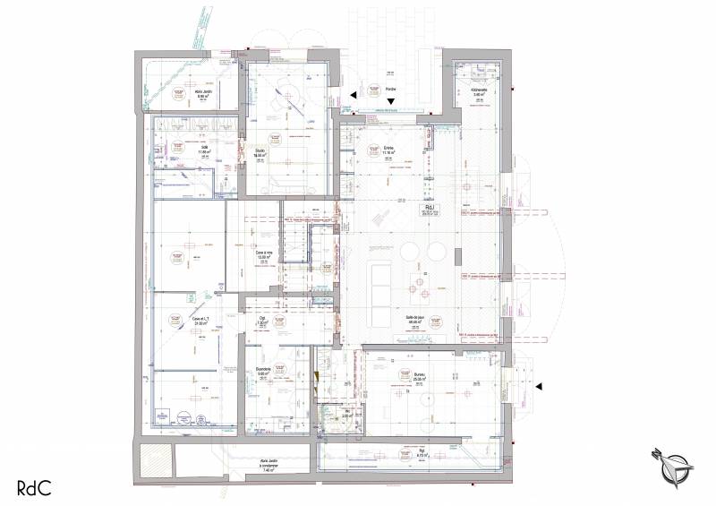 Plan du RdC d'un projet de rénovation lourde de villa à La-Colle-Sur-Loup