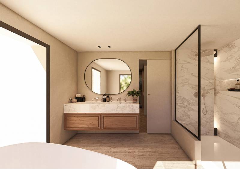 Perspective d'une salle de bains d'un projet de rénovation lourde de villa à La-Colle-Sur-Loup
